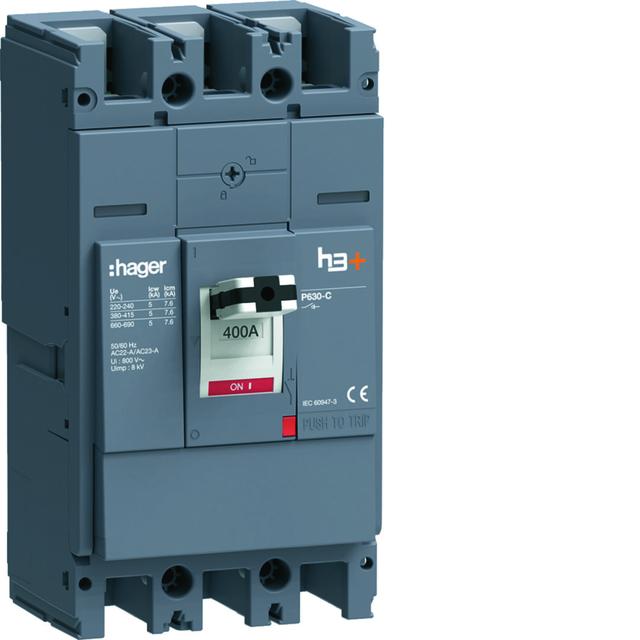 MCCB Rozłącznik mocy h3+ P630 3x400A HCW400AR HAGER