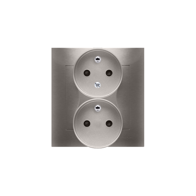 Simon 54 Gniazdo z/u podwójne z f. niezm. faz z przesłonami 16A z. śrubowe. monoblok złoty mat