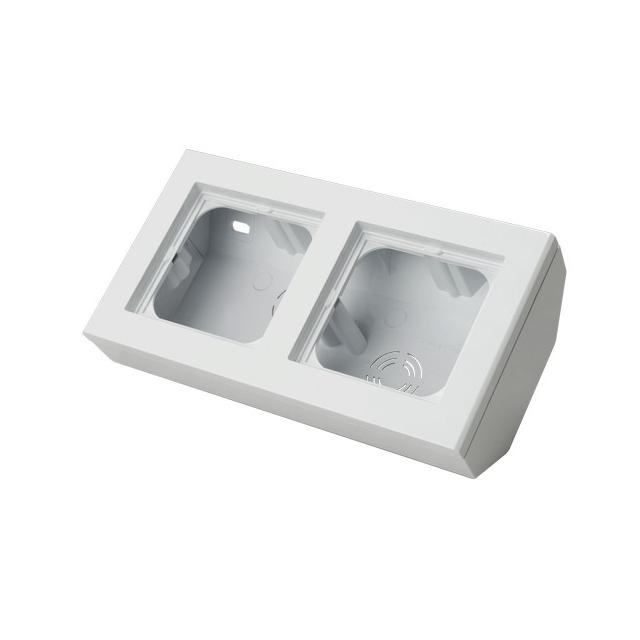 Puszka narożna do serii SONATA podwójna, wyposażona w ramkę - kolor biały mat