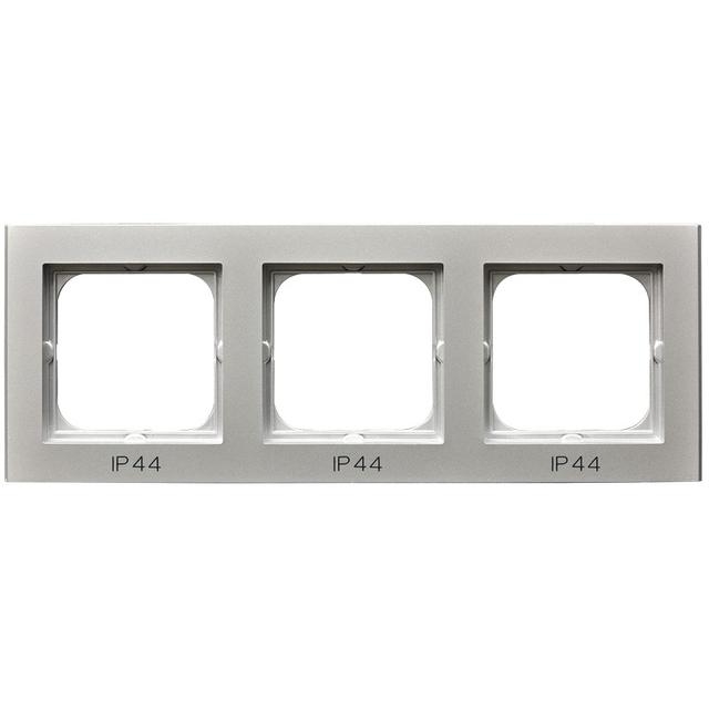 SONATA Ramka potrójna do łączników IP-44 - kolor srebro mat