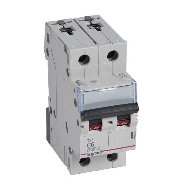 WYŁĄCZNIK NADPRĄDOWY S 302 2P C 6A 6000A SERII TX3, Legrand