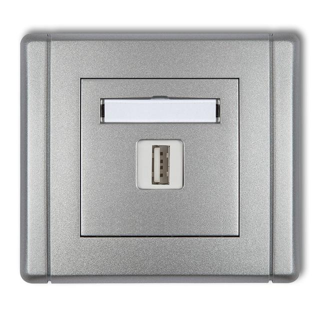 FLEXI Gniazdo pojedyncze USB A-A 2.0 srebrny metalik