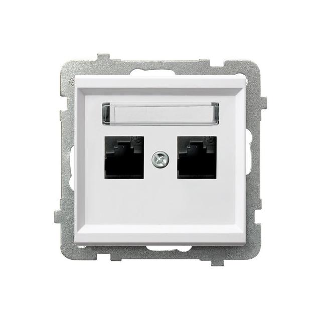 SONATA BIAŁY MAT Gniazdo komputerowe podwójne, kat. 5e MMC