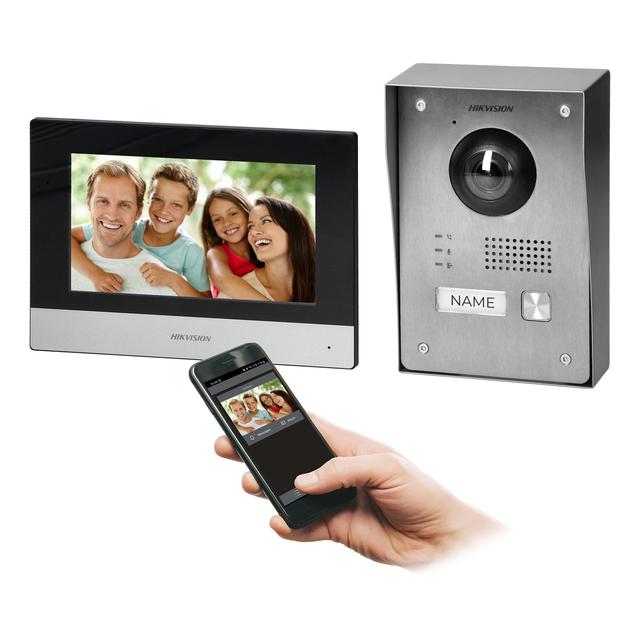HIKVISION DS-KIS703Y-P zestaw wideodomofonowy jednorodzinny, 2-żyłowy, 7",WI-FI, Full HD, montaż nat