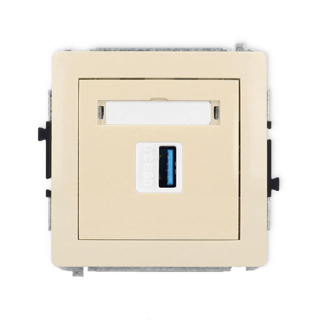 DECO Mechanizm gniazda pojedynczego USB A-A 3.0 beżowy