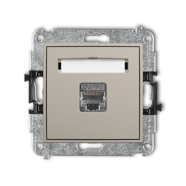 ICON Mechanizm gniazda komputerowego pojedynczego 1xRJ45, kat. 5e, ekranowany, 8-stykowy taupe