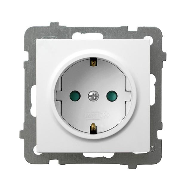 AS ANTYBAKTERYJNY Gniazdo pojedyncze z uziemieniem schuko z przesłonami torów prądowych,produkt zawi