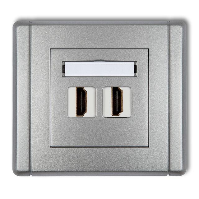 FLEXI Gniazdo podwójne HDMI 2.0 srebrny metalik