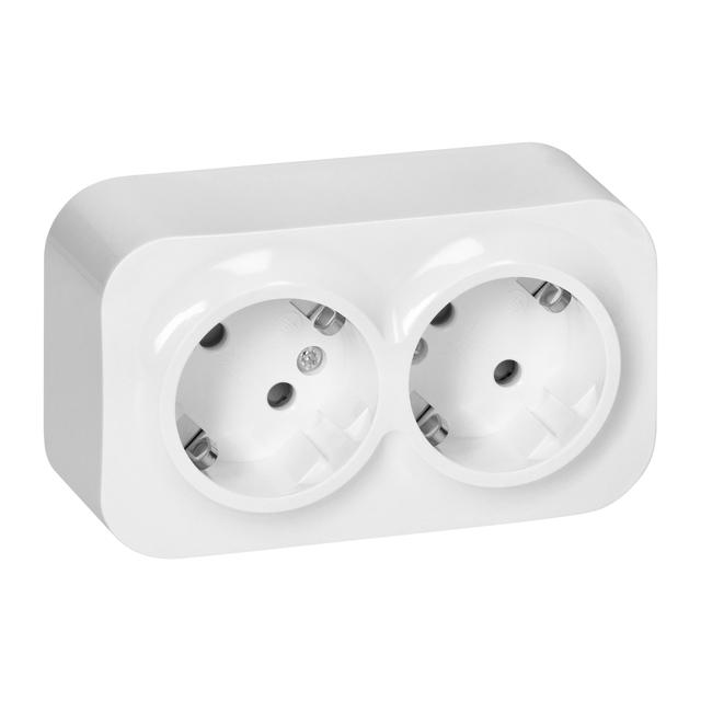 Gniazdo podwójne natynkowe ToDo 2x2P+Z IP20 Schuko Biały OR-OE-7206(GS)/W ORNO
