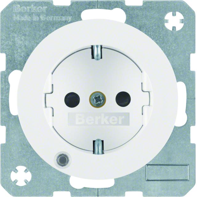 BERKER R.1/R.3 Gniazdo SCHUKO z diodą kontrolną LED biały 41102089 HAGER