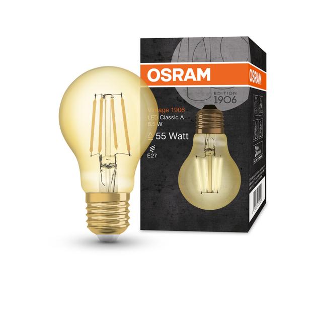 Żarówka LED Vintage 1906 LED CL A FIL GOLD 50 non-dim 6,5W/824 E27 4058075293298 LEDVANCE