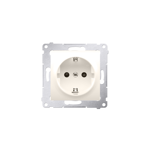 Simon 54 Gniazdo Schuko z przesłonami 16A z. śrub. kremowy