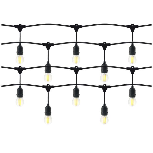 Zestaw girlanda oświetleniowa 5 m, IP44, czarna + 5 żarówek LED 1W E27, 3000K + 1 żarówka gratis