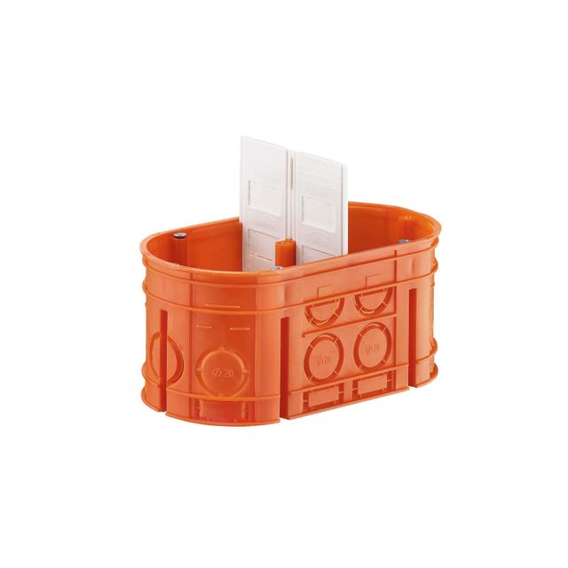 M2x60F ,  Puszka podtynkowa dwupolowa 2xO60, Multiwall, pomarańczowy