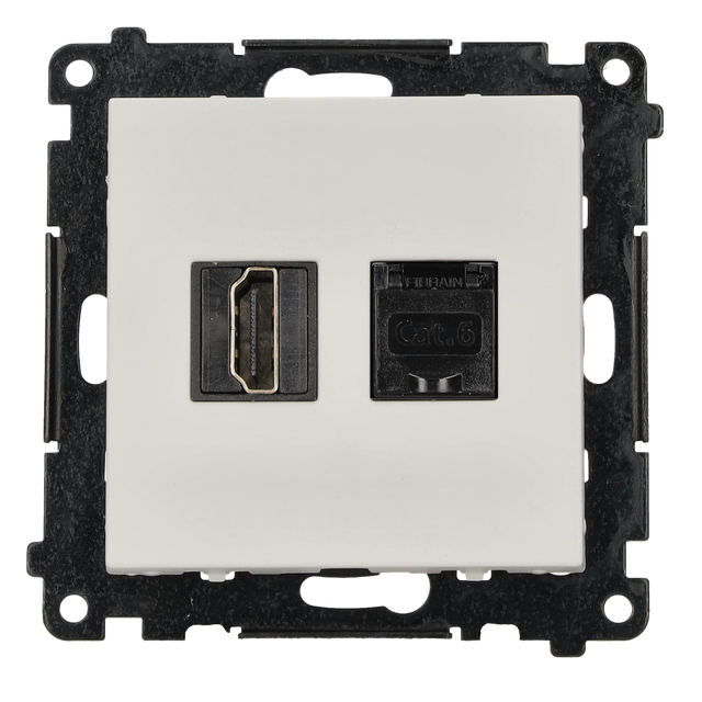 Simon 55 Gniazdo HDMI 2.1 + komputerowe internetowe RJ45 kat.6. Biały mat TGH21RJ45.01/111 KONTAKT