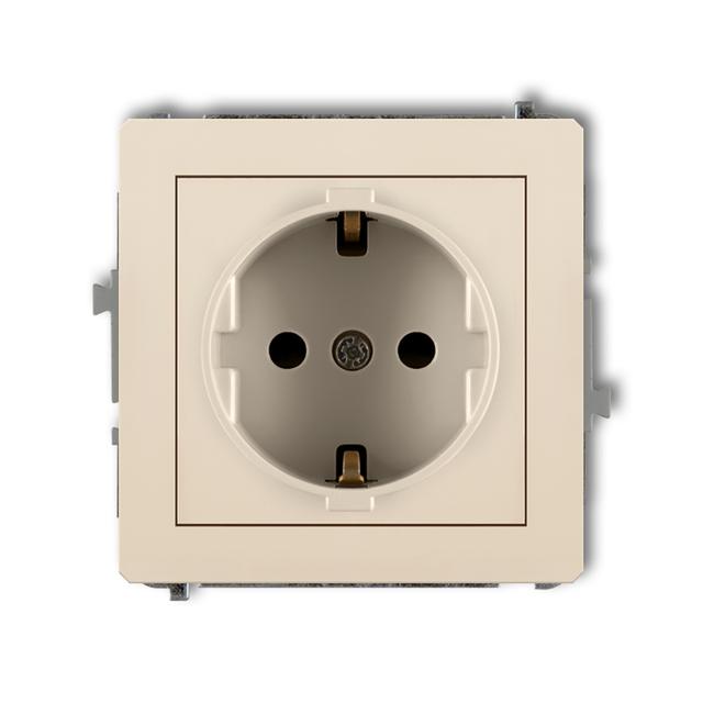 DECO Mechanizm gniazda pojedynczego z uziemieniem SCHUKO 2P+Z (przesłony torów prądowych) beżowy