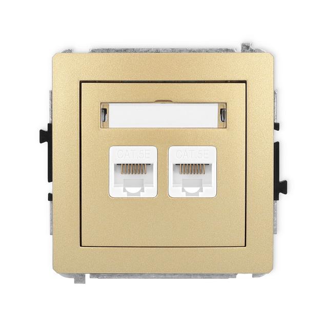DECO Mechanizm gniazda komputerowego podwójnego 2xRJ45, kat. 5e, 8-stykowy złoty