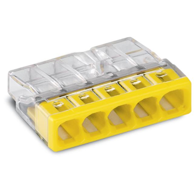 złączka do puszek instalacyjnych 5 x 2,5 mm2 przeźroczysta/żółta