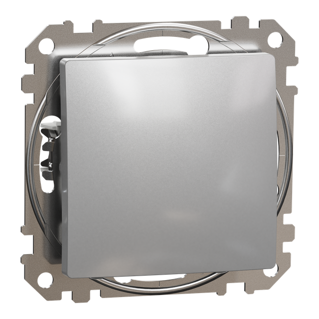 Sedna Design & Elements, przycisk 1-biegunowy, srebrne aluminium