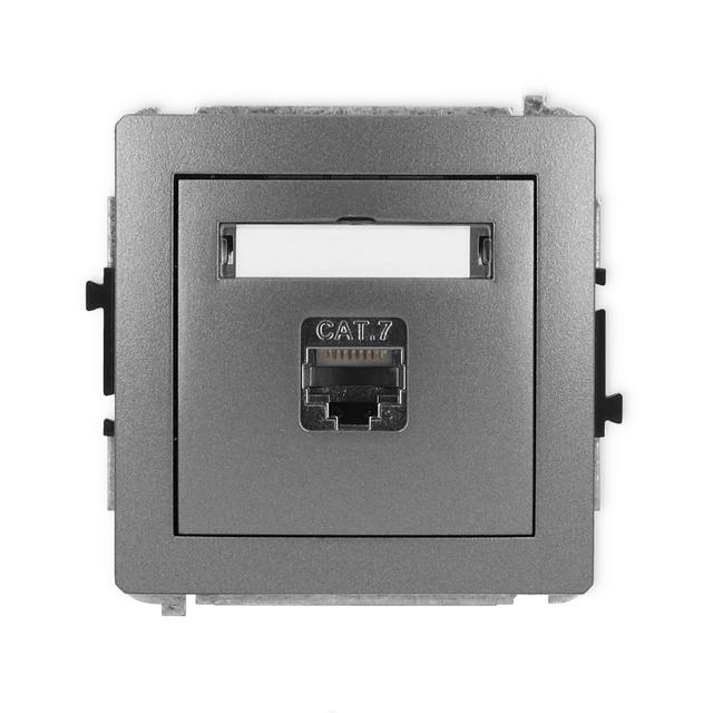 DECO Mechanizm gniazda komputerowego pojedynczego 1xRJ45, kat. 7, ekranowany, 8-stykowy grafitowy