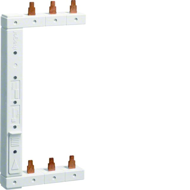 Szyna grzebieniowa kołkowa pionowa 3P 16mm2 do MCB 2-rzędowa lewa 125mm KCL363L HAGER