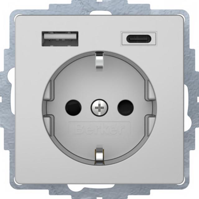 "Q.x Gniazdo SCHUKO z ładowarką USB A+C 2.4/3.0 A