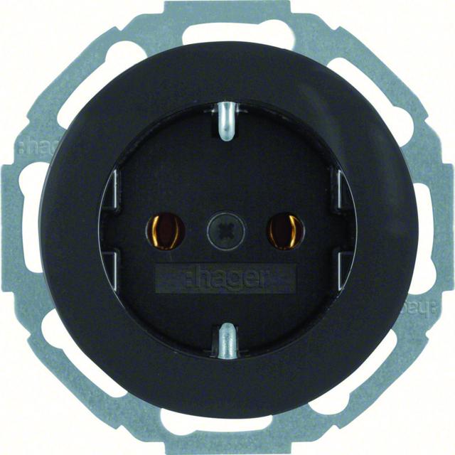 R.classic Gniazdo SCHUKO samozaciski czarny Berker 47452045 WLS1100BG HAGER