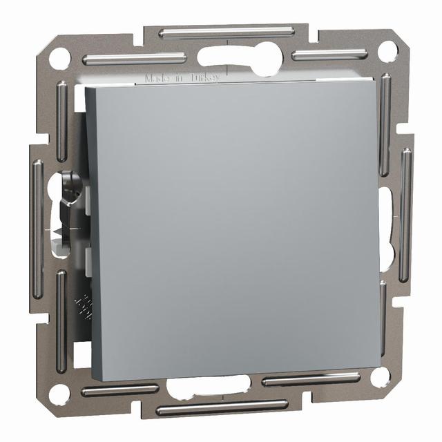 Asfora, przycisk 1-biegunowy, bez ramki, stal