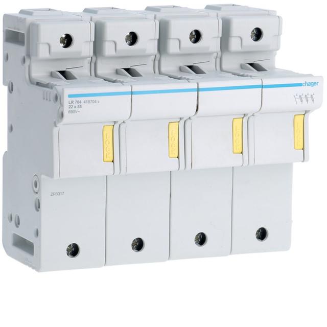 Rozłącznik bezpiecznikowy cylindryczny 4P 22x58mm LR704 HAGER