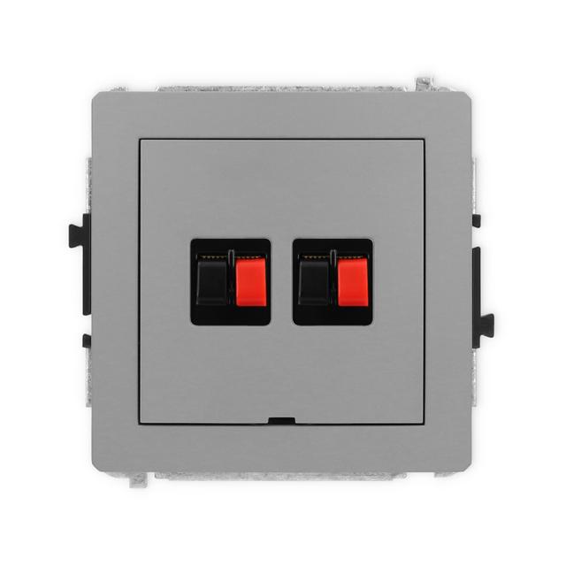 DECO Mechanizm gniazda głośnikowego podwójnego, bez pola opisowego szary mat