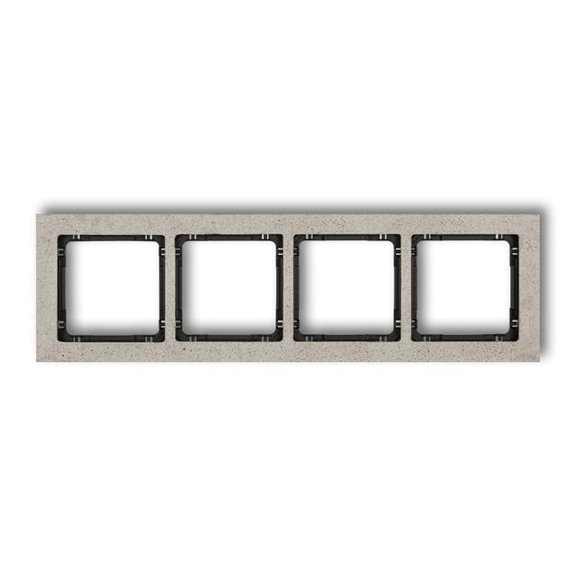 DECO Ramka uniwersalna poczwórna - beton (ramka: jasnoszara; spód: czarny)