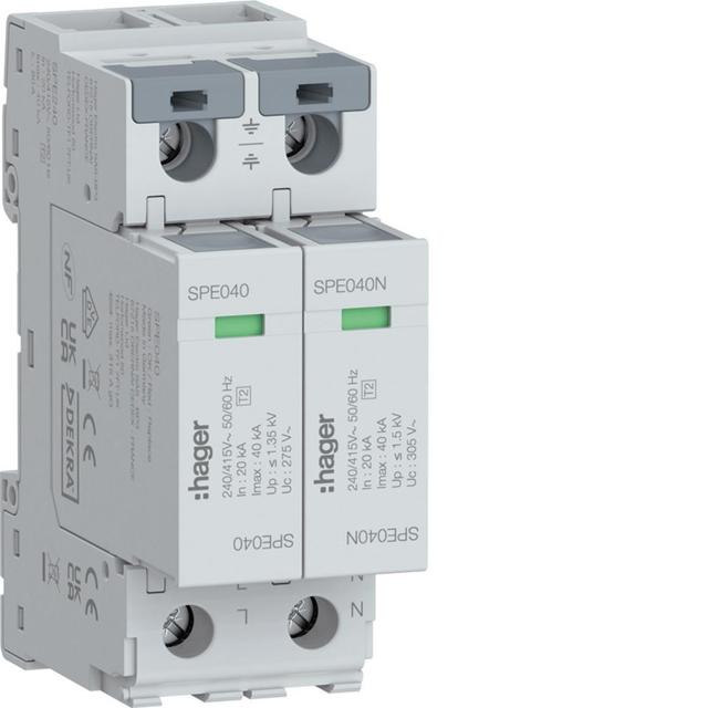 SPD Ogranicznik przepięć T2 2P 2+0 sieć TN-S/TT In=40kA Imax=40kA Up?1,35kV