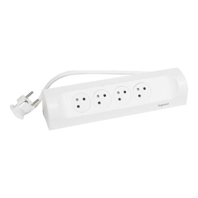 Przedłużacz Narożny 4-Gniazdowy Z/U Z Przewodem 1.0 Metra 3x1.5Mm2 Biały Helmo 049404 LEGRAND