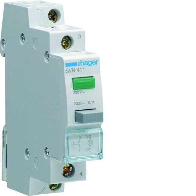 Przycisk sterowniczy 1NO LED zielona Ith=16A 230VAC SVN411 HAGER