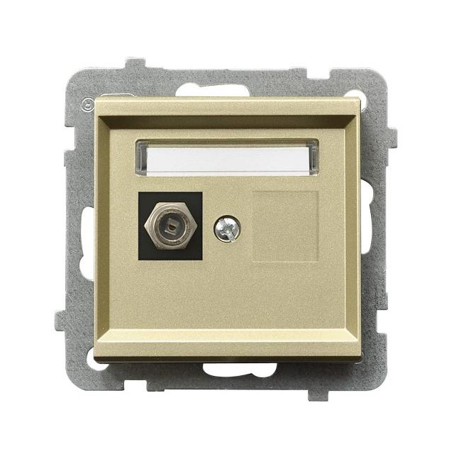 SONATA Gniazdo antenowe typu F pojedyncze - kolor szampański złoty