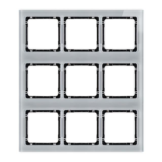 DECO Ramka modułowa 9 krotna (3 poziom, 3 pion) - efekt szkła (ramka szara; spód czarny)