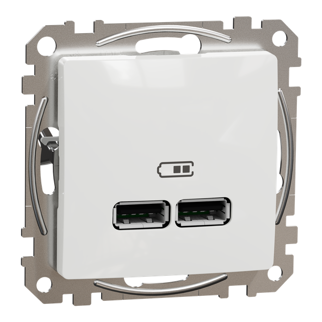 Sedna Design & Elements, gniazdo ładowania USB A+A 2,1A, białe