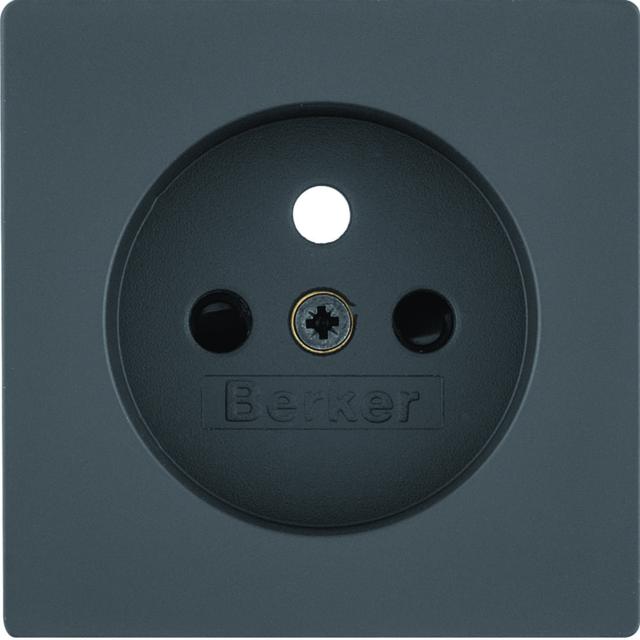 BERKER Q.x Płytka czołowa z przysłoną styków do gniazda z uziemieniem antracyt aksamit lakierowana 3