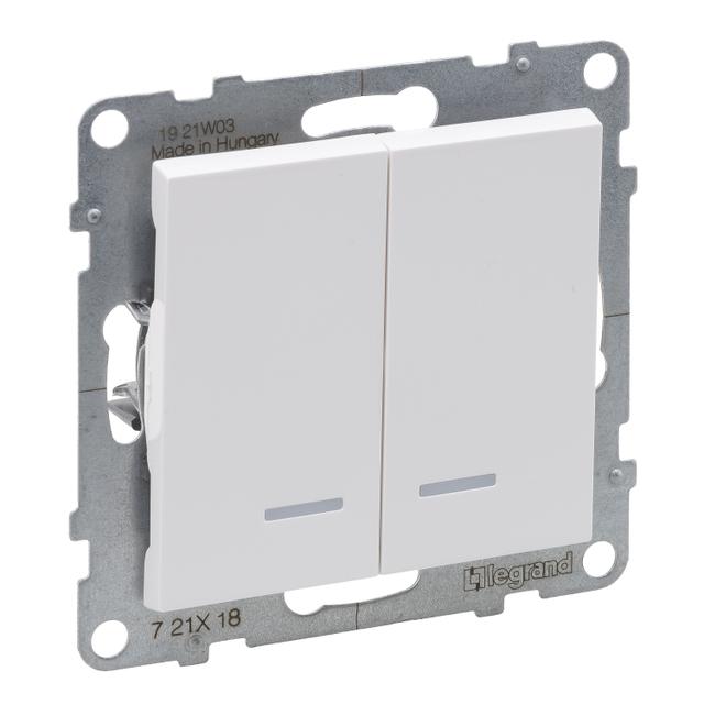 SUNO - Łącznik schodowy podwójny z podświetleniem - 10 AX - 250 V~ - zaciski automatyczne, Biały, Le