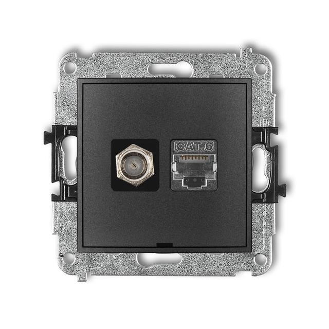 ICON Mechanizm gniazda antenowego poj. typu F (SAT) + gniazda komp. poj. 1xRJ45, kat. 6 ekranowany,