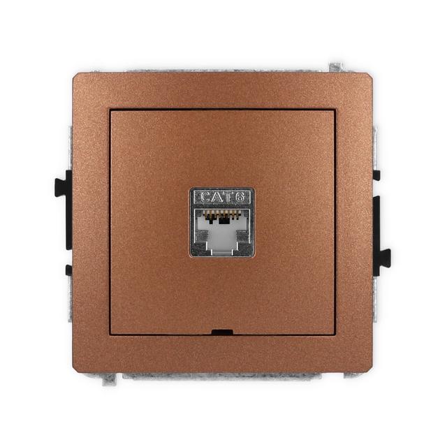 DECO Mechanizm gniazda komputerowego pojedynczego 1xRJ45, kat. 6, ekranowany, 8-stykowy, bez pola op