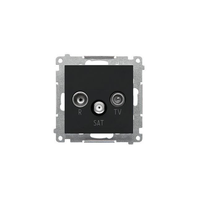 Simon 55 Gniazdo antenowe R-TV-SAT przelotowe 7dB 1x Wejście: 5 MHz÷2,4 GHz Czarny mat
