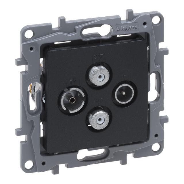 NILOE SELECTION - GNIAZDO TV-RD-SAT-SAT KOŃCOWE DO INSTALACJI TYPU GWIAZDA 1,5 DB ANTRACYT, Legrand