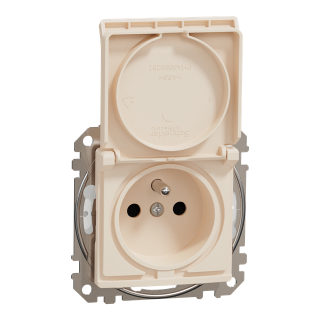 Sedna Design & Elements Gniazdo pojedyncze z uziemieniem z przesłonami IP44 beżowy SDD212013 Schneider