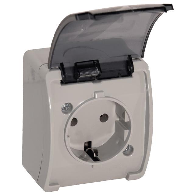 Gniazdo pojedyncze Schuko AQUATIC IP44 szary-grafit 10 szt. OR-OE-7105(GS)/GR/10 ORNO