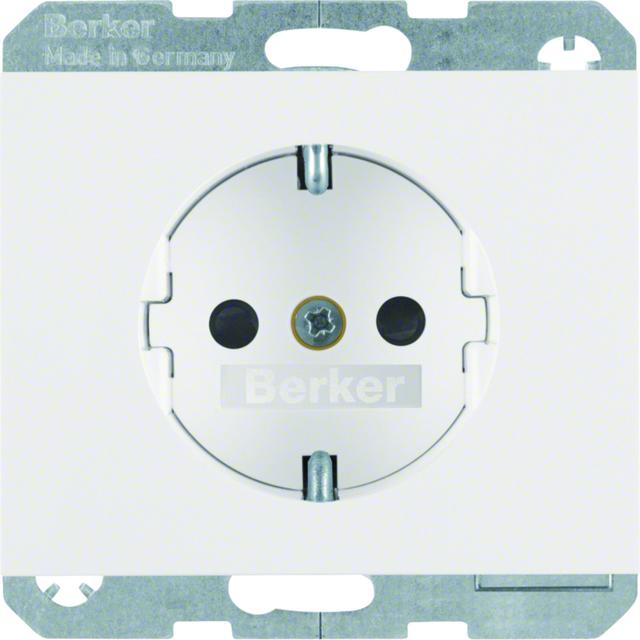 BERKER K.1 Gniazdo SCHUKO z przesłoną styków biały 47357009 HAGER