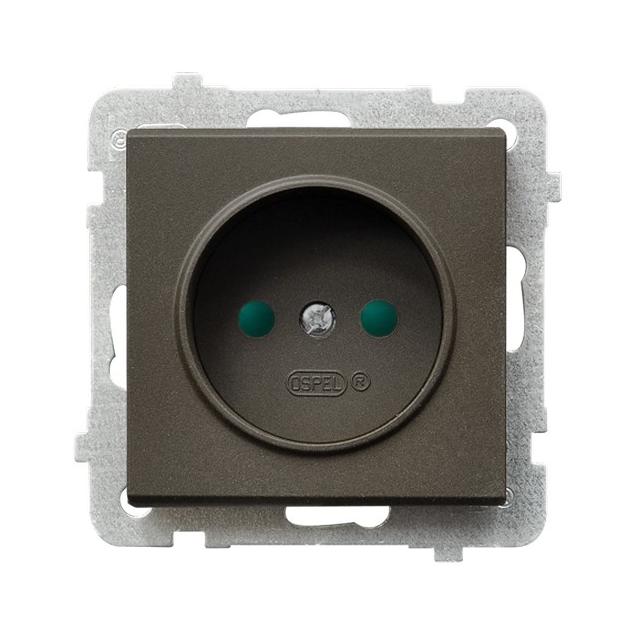 SONATA Gniazdo pojedyncze z przesłonami torów prądowych - kolor czekoladowy metalik