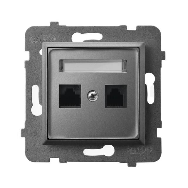 ARIA Gniazdo komputerowe podwójne, kat. 5e MMC - kolor szary mat