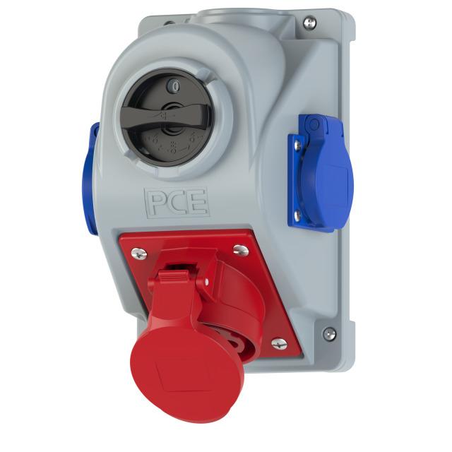 GNIAZDO Z WYŁĄCZNIKIEM " COMBO-POL" 32A 400V 3P+Z, GNIAZDO 2x230V, wył. 0-1 IP44