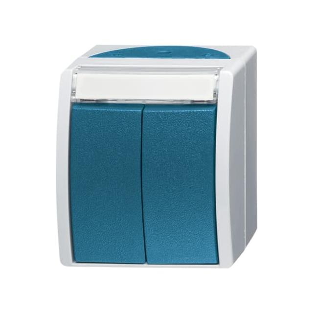 OCEAN Włącznik świecznikowy/podwójny przycisk szary/zielono-niebieski